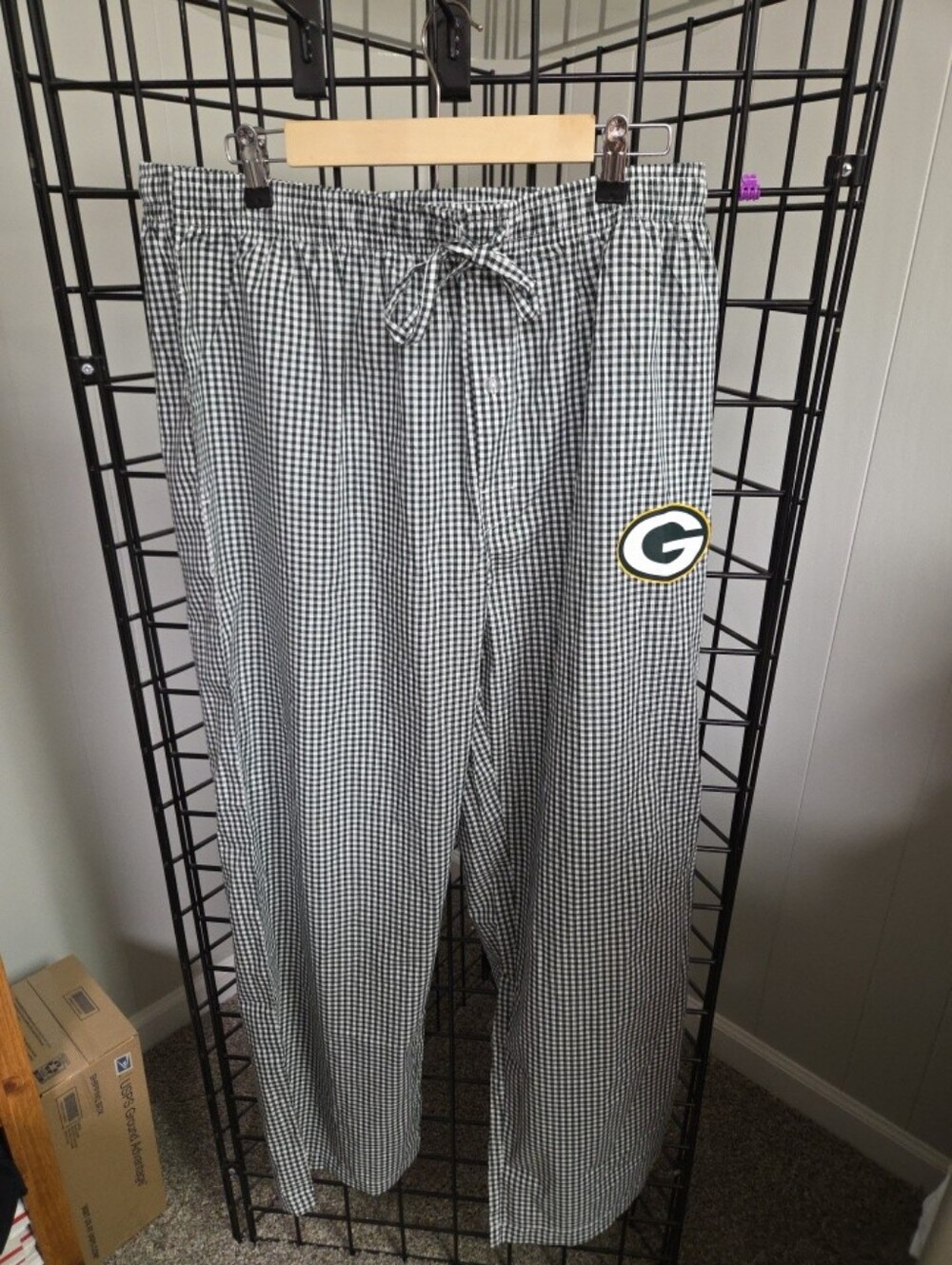 NFL Team Apparel Green Bay Packers Size XL Gingha Drawstring Lounge Pajama Pants